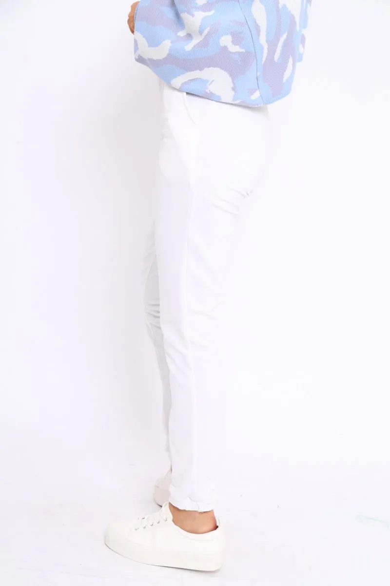 White Elasticated Waist Joggers - Trina