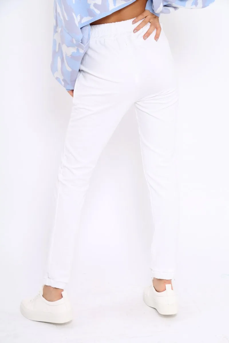 White Elasticated Waist Joggers - Trina