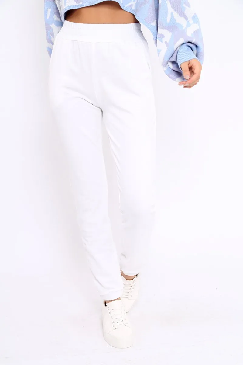 White Elasticated Waist Joggers - Trina