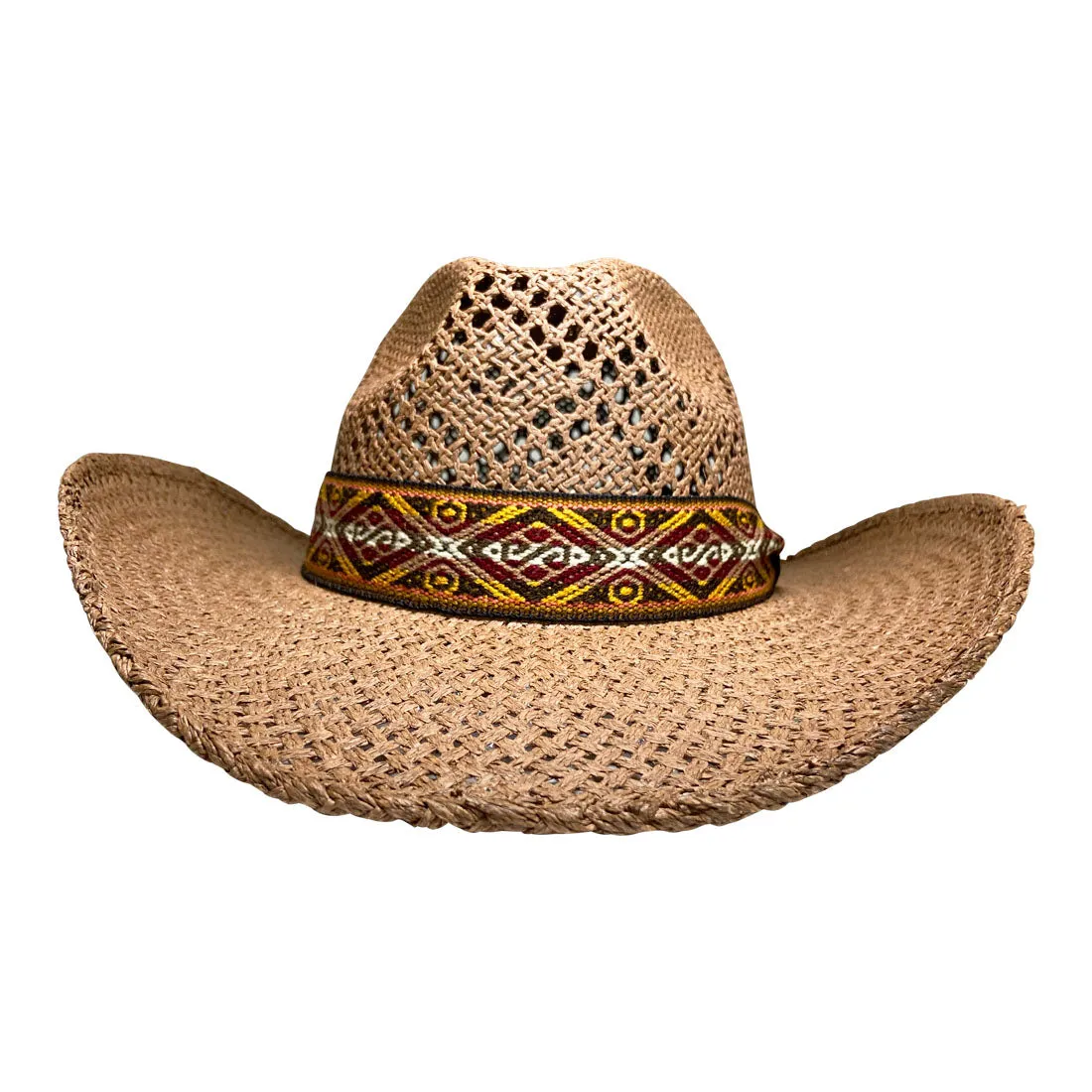 Wide Brim Cowboy Hat Handmade from Oaxacan Wood Pulp Raffia - Dark Brown