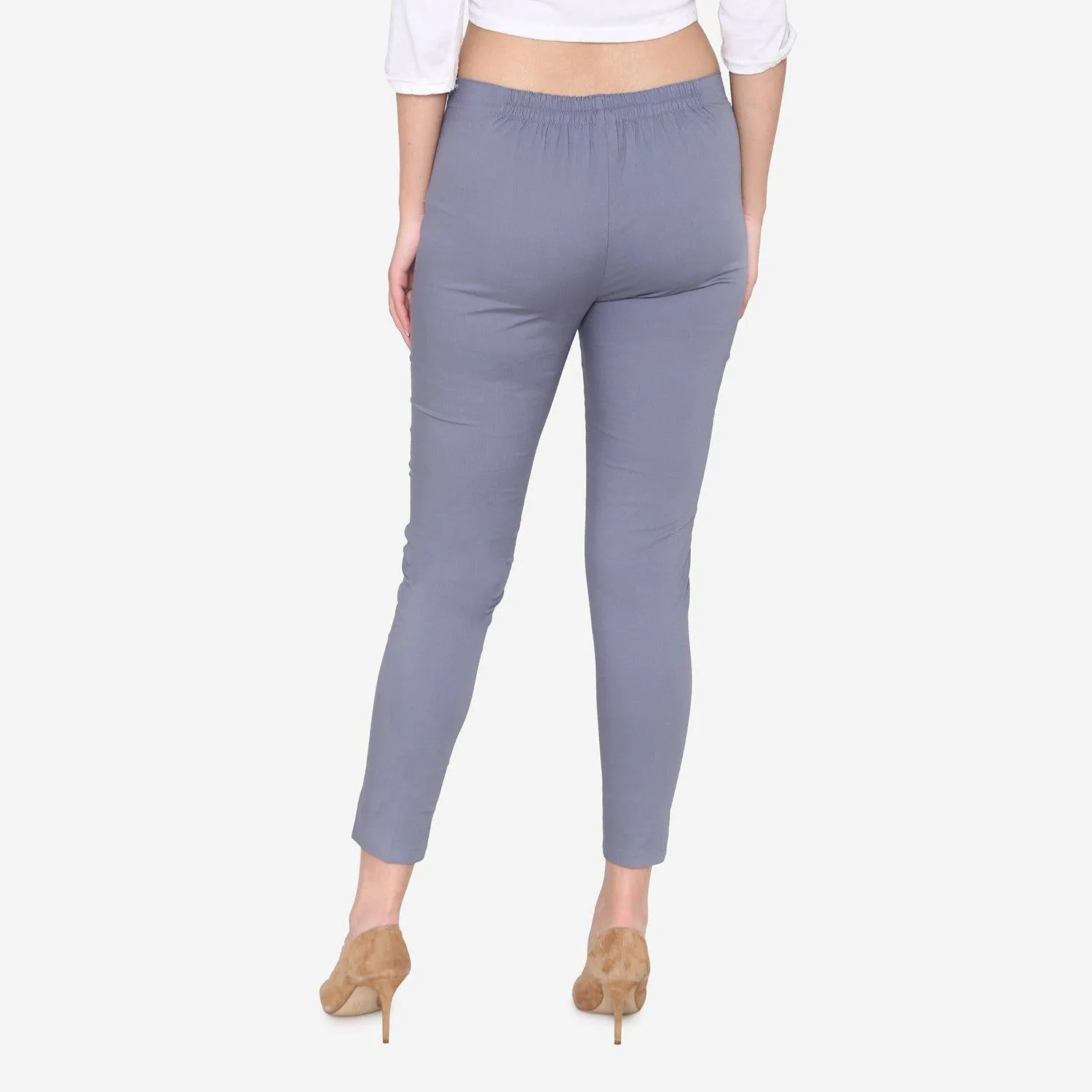 Women's Cotton Formal Trousers - Grey