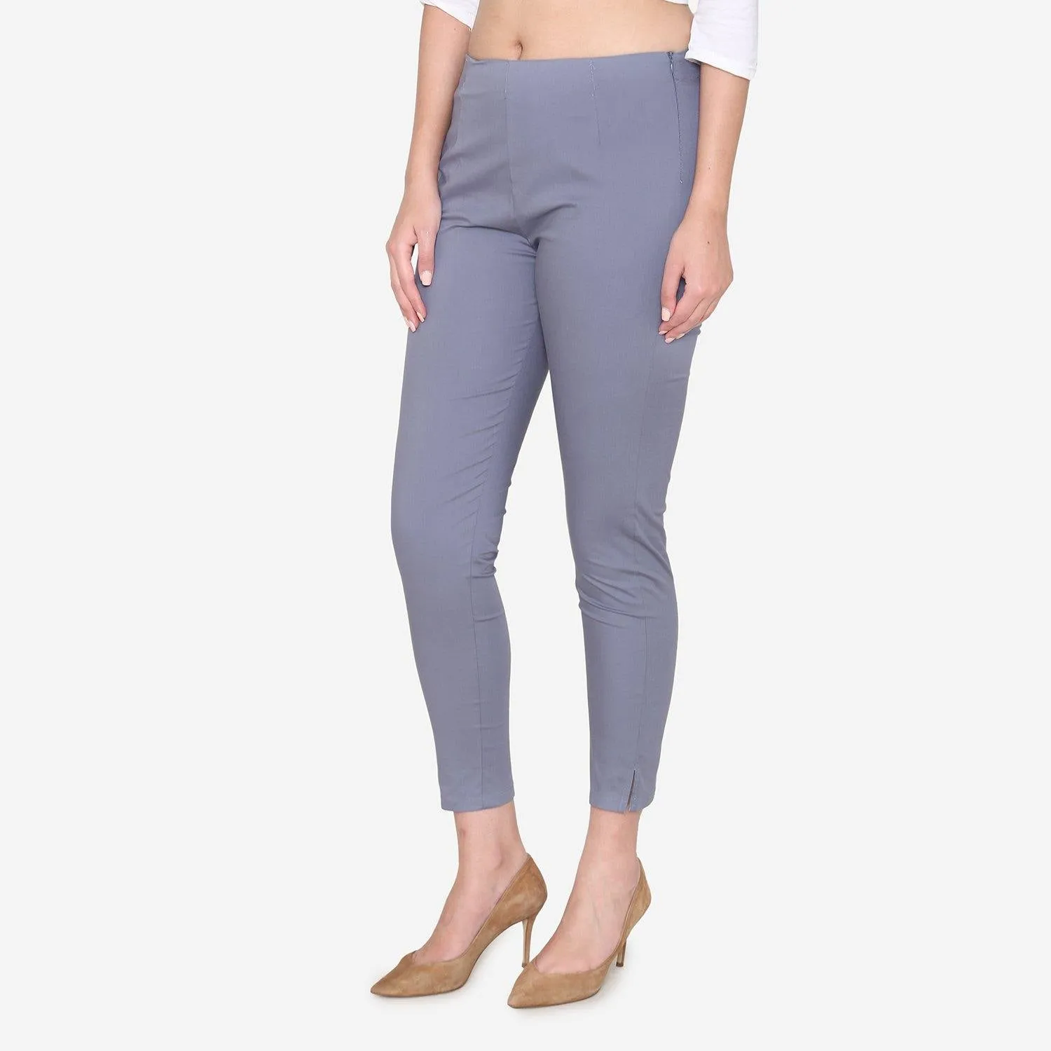 Women's Cotton Formal Trousers - Grey