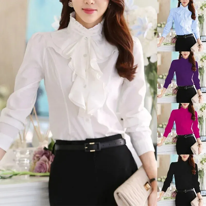 Women's Fashion Ruffled Collar Long Sleeve Shirt