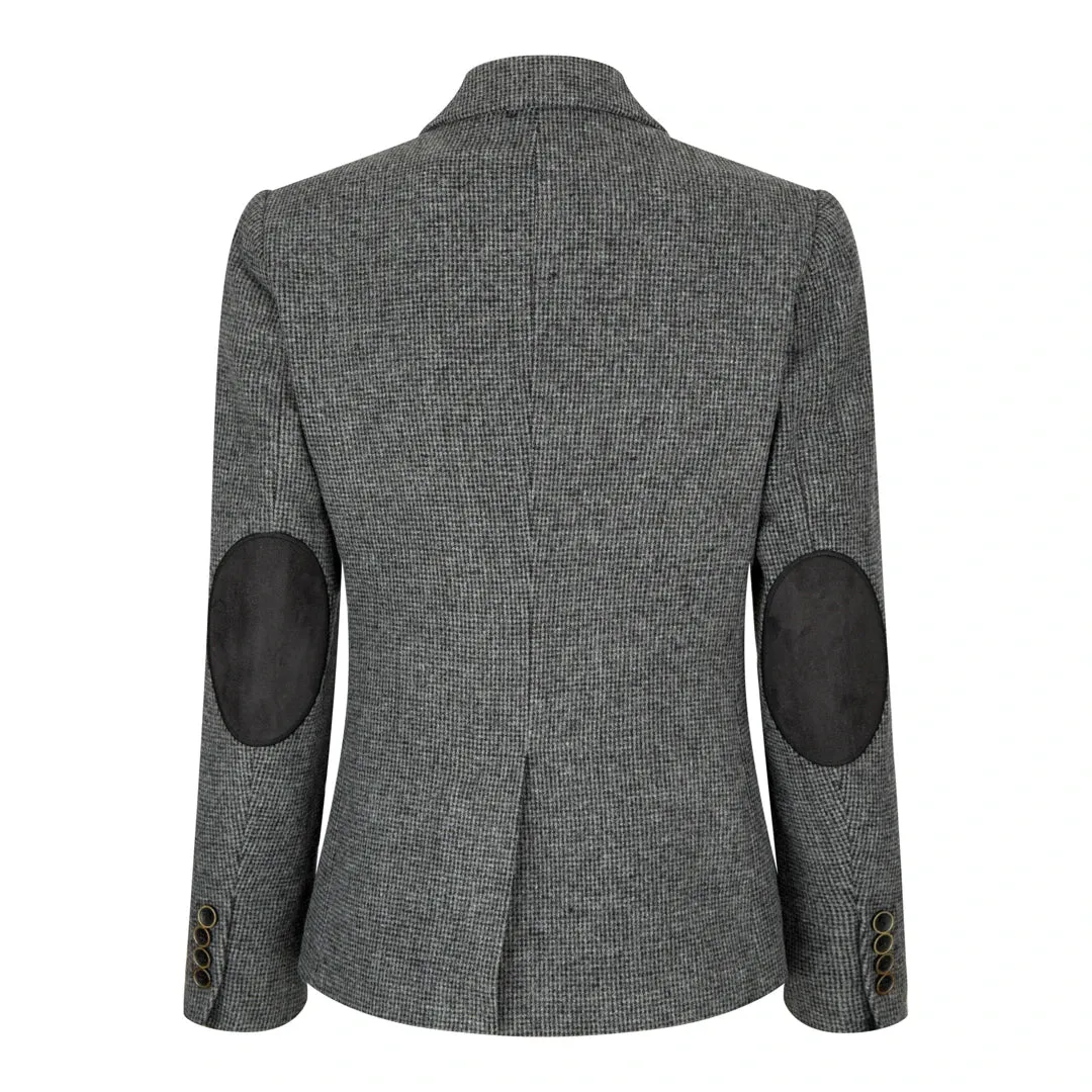 wsn01 - Women Grey Suit Blazer Waistcoat & Trousers in Tweed Herringbone