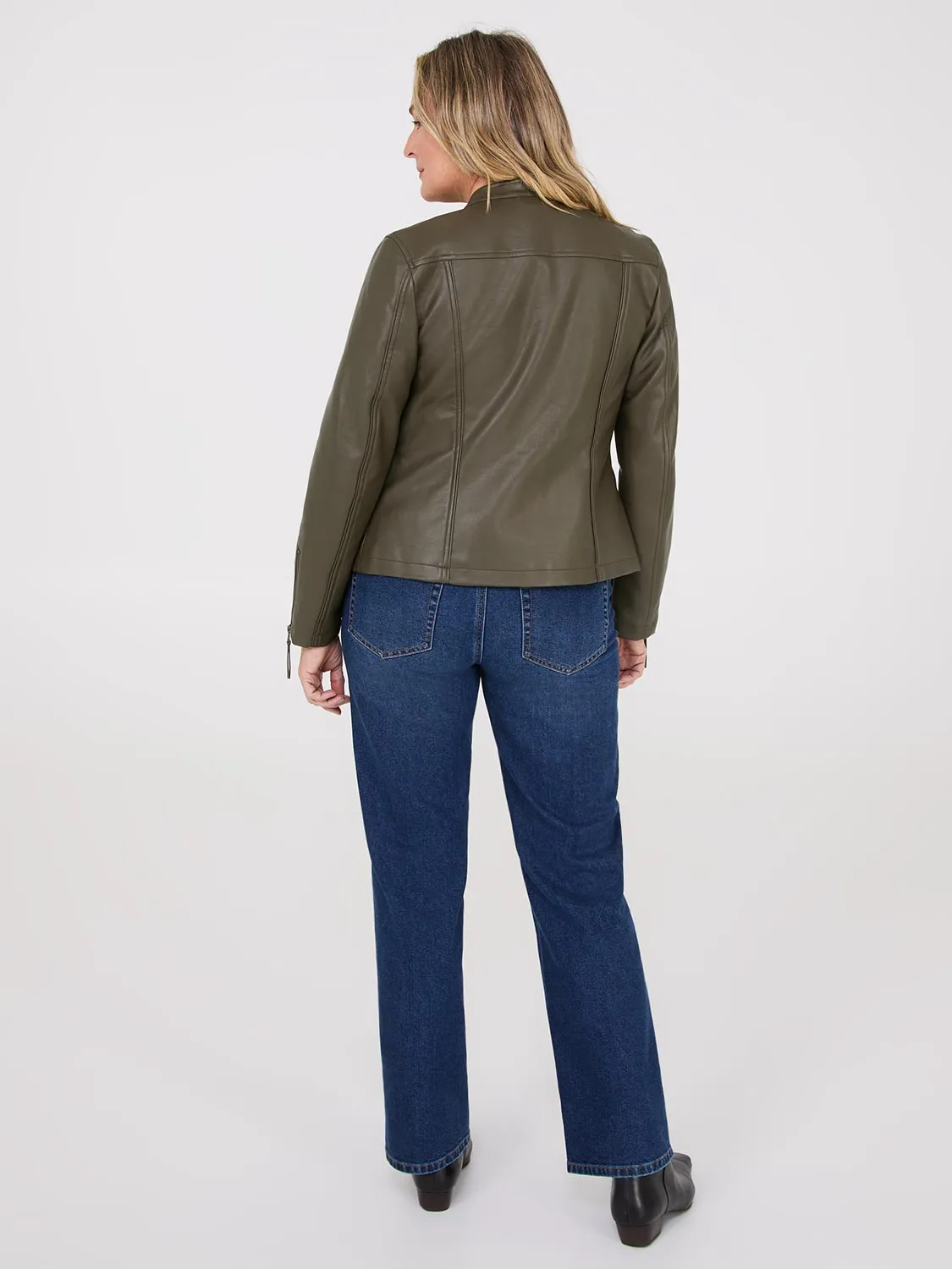 Zip-Front Faux Leather Jacket